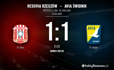 [PIŁKA NOŻNA] Resovia Rzeszów – Avia Świdnik 1:1 w Betclic 2. lidze. Gol Aftyki odebrał gospodarzom wygraną