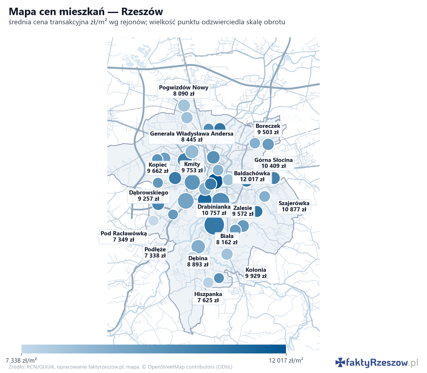 Mapa cen mieszkań - Rzeszów