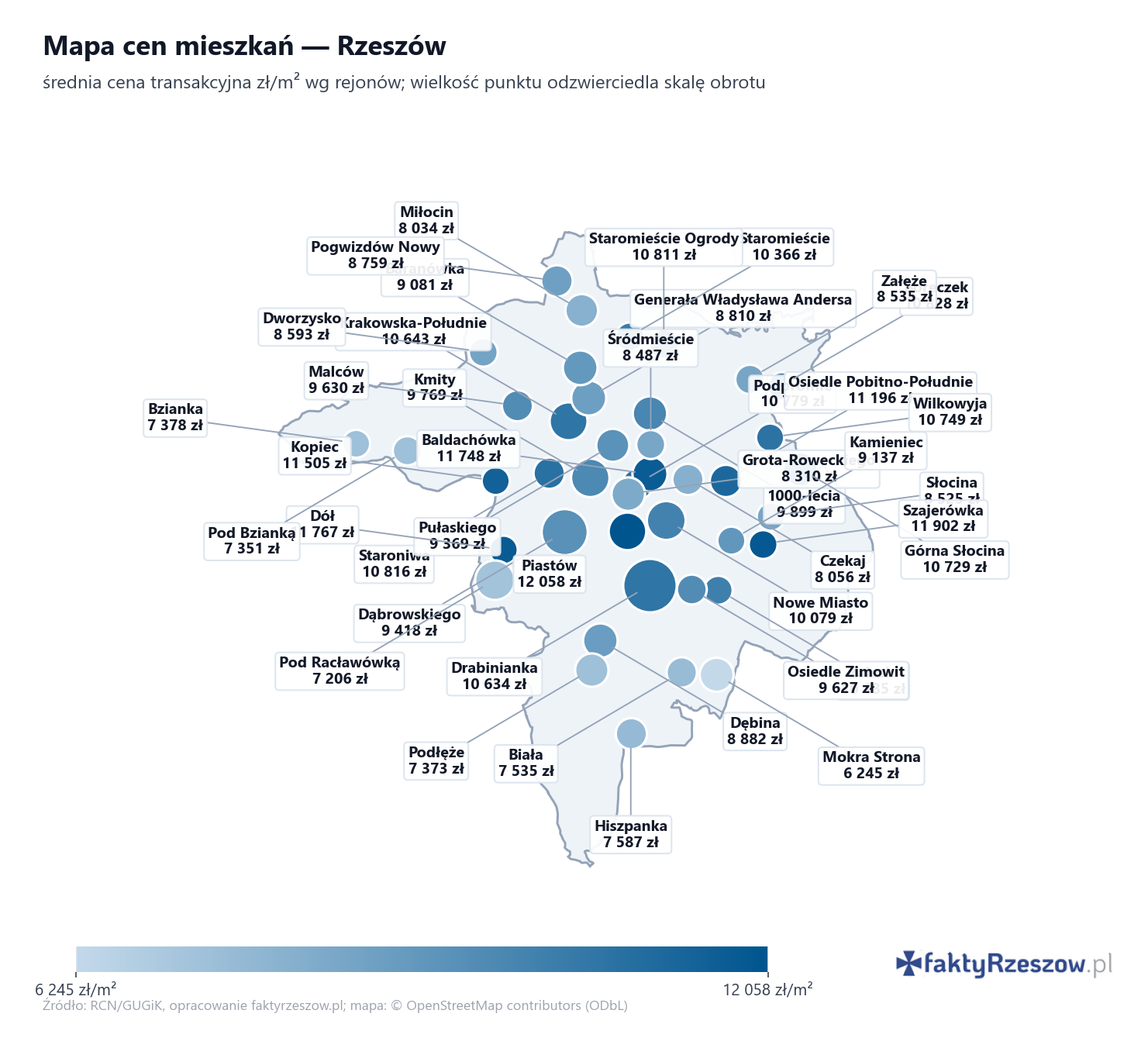 Mapa cen mieszkań - Rzeszów
