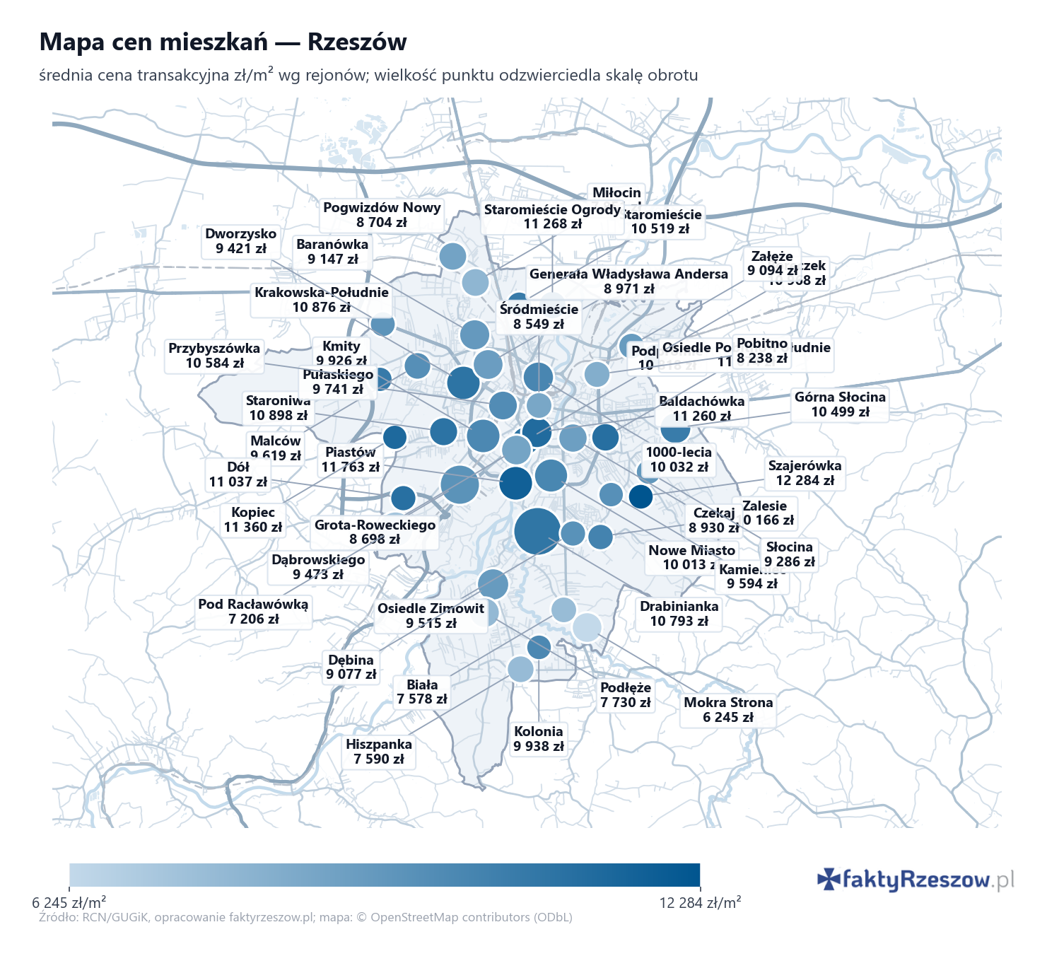 Mapa cen mieszkań - Rzeszów