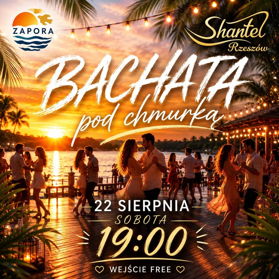 Grafika promocyjna wydarzenia Bachata pod Chmurką w Rzeszowie