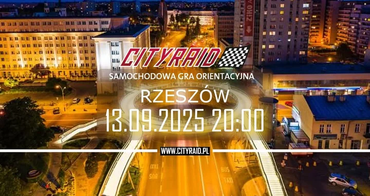 Obrazek przedstawia grafikę promocyjną wydarzenia Samochodowa gra orientacyjna CITYRAID w Rzeszowie