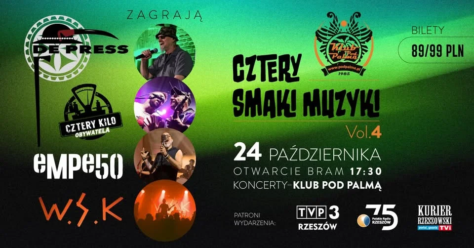 Grafika promocyjna wydarzenia Cztery Smaki Muzyki Vol.4 – koncert w Rzeszowie