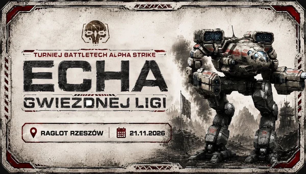 Grafika promocyjna wydarzenia Echa Gwiezdnej Ligi – turniej strategiczny Battletech Alpha Strike