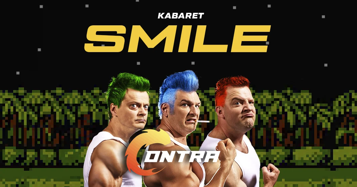 Grafika promocyjna wydarzenia Kabaret Smile z nowym programem kontra w Rzeszowie