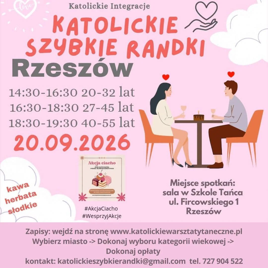 Grafika promocyjna wydarzenia Katolickie Warsztaty Taneczne Rzeszów – szybkie randki