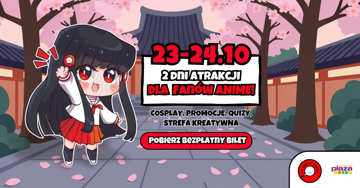 Grafika promocyjna wydarzenia Komikslandia w Rzeszowie: anime i manga