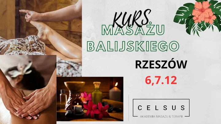 Grafika promocyjna wydarzenia Kurs masażu balijskiego — Rzeszów