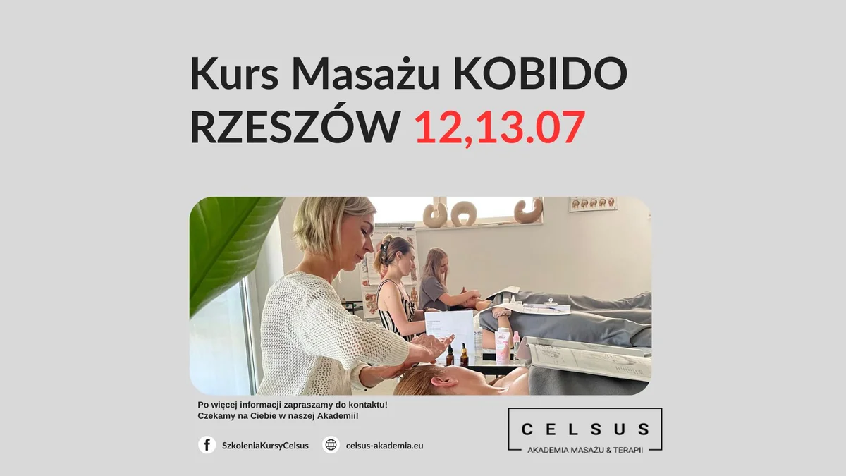 Grafika promocyjna wydarzenia Kurs masażu Kobido w Rzeszowie – nauka naturalnego liftingu twarzy