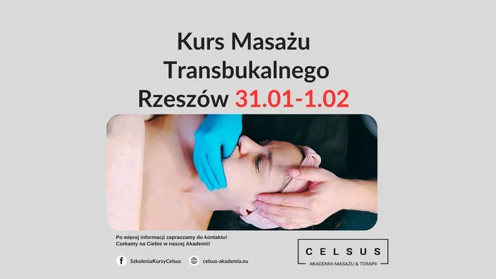 Grafika promocyjna wydarzenia Kurs Masażu Transbukalnego — RZESZÓW (Celsus Akademia)