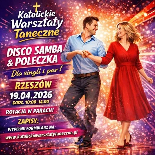 Grafika promocyjna wydarzenia Nauka tańca w parze dla singli i par — Rzeszów, 19 kwietnia 2026