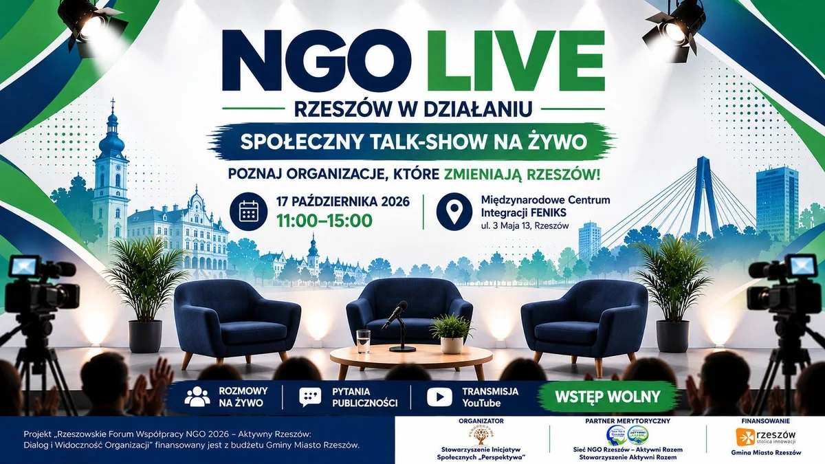 Grafika promocyjna wydarzenia NGO LIVE – Rzeszów w Działaniu na żywo