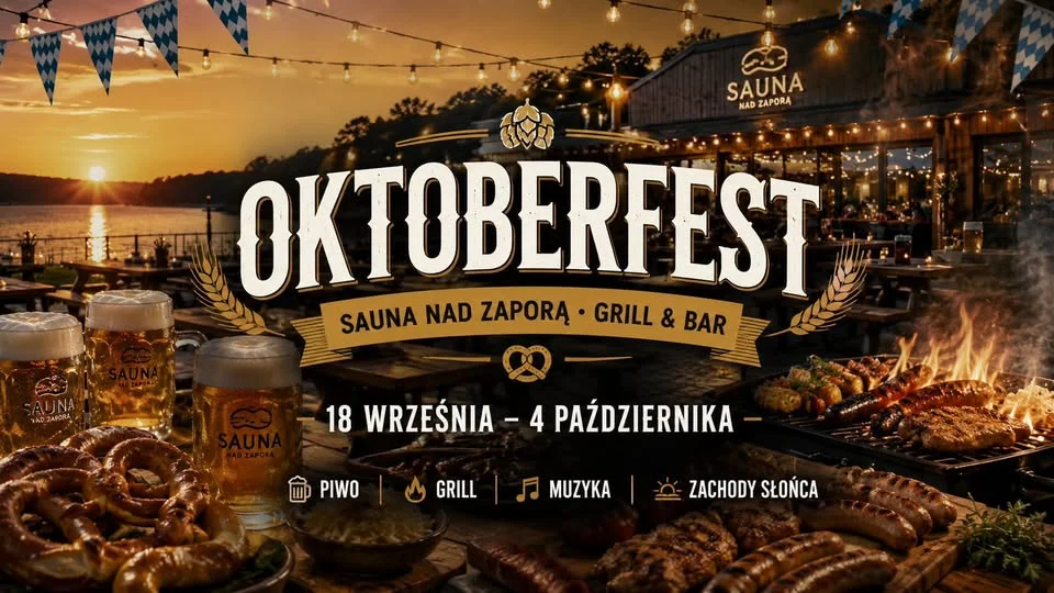 Grafika promocyjna wydarzenia Oktoberfest w Saunie nad Zaporą 2026