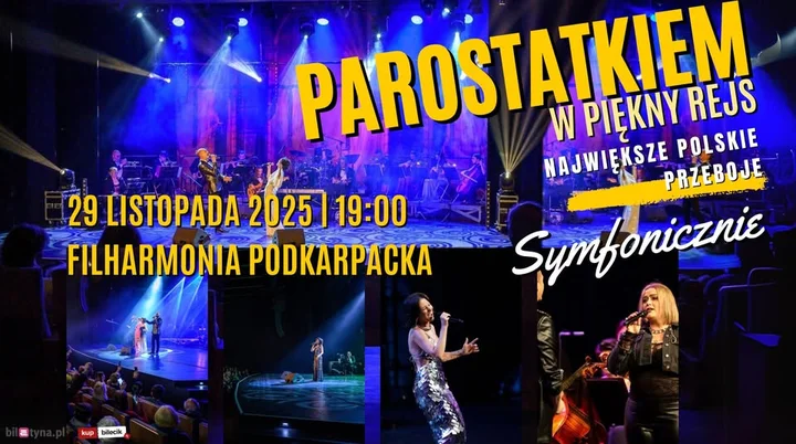 Obrazek przedstawia grafikę promocyjną wydarzenia Koncert symfonicznych aranżacji polskich przebojów w Rzeszowie