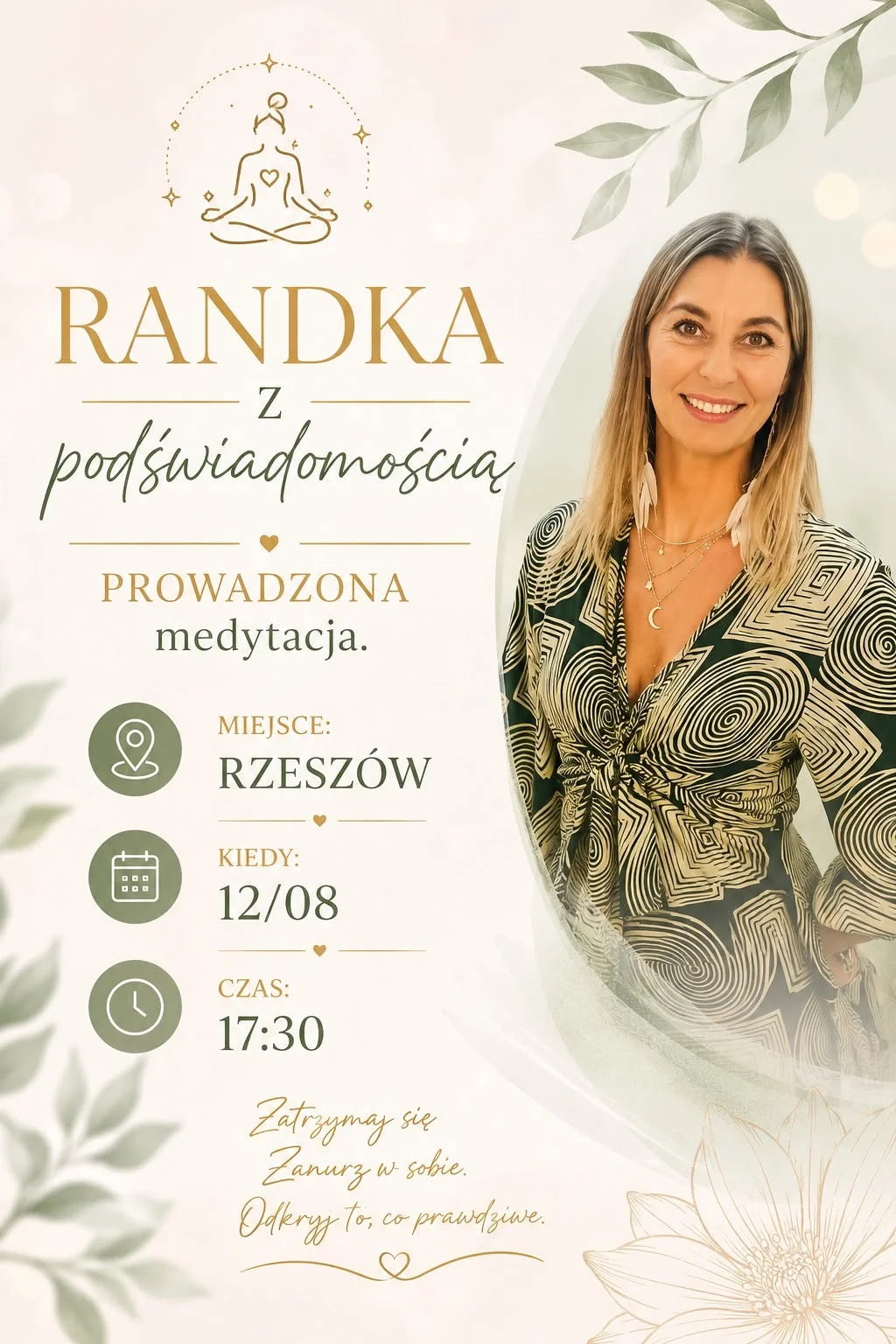 Grafika promocyjna wydarzenia Randka z podświadomością. Prowadzona hipnomedytacja w Rzeszowie