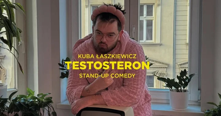 Grafika promocyjna wydarzenia RZESZÓW: Kuba Łaszkiewicz — TESTOSTERON (stand-up)