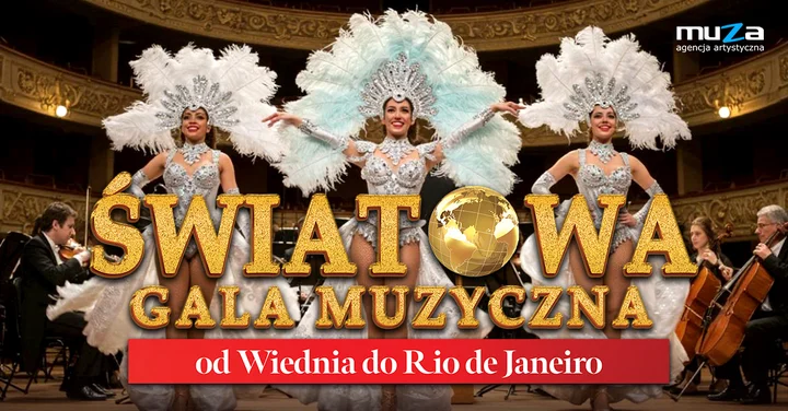 Grafika promocyjna wydarzenia Światowa Gala Muzyczna w Rzeszowie — od Wiednia do Rio de Janeiro