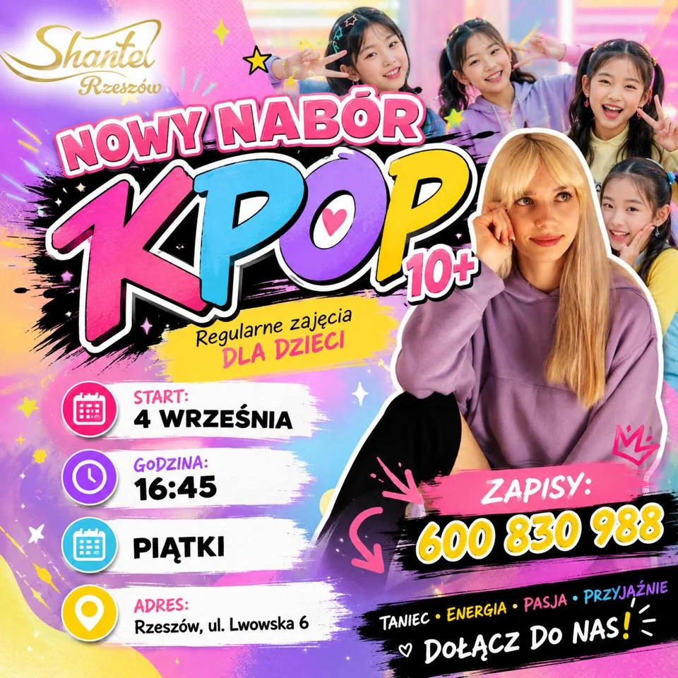 Grafika promocyjna wydarzenia Shantel Rzeszów – zajęcia K-POP