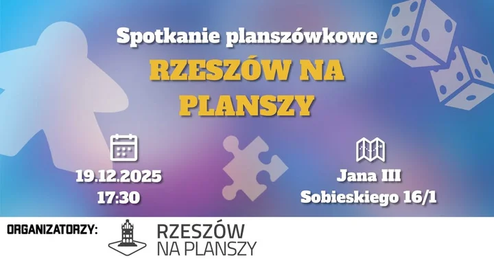 Grafika promocyjna wydarzenia Spotkanie planszówkowe | Rzeszów na planszy — wieczór gier w Zagrajmy