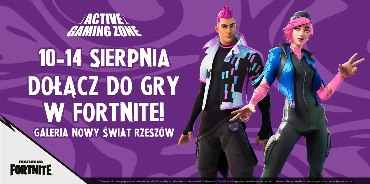 Grafika promocyjna wydarzenia Strefa Gamingowa Fortnite – gaming w Rzeszowie