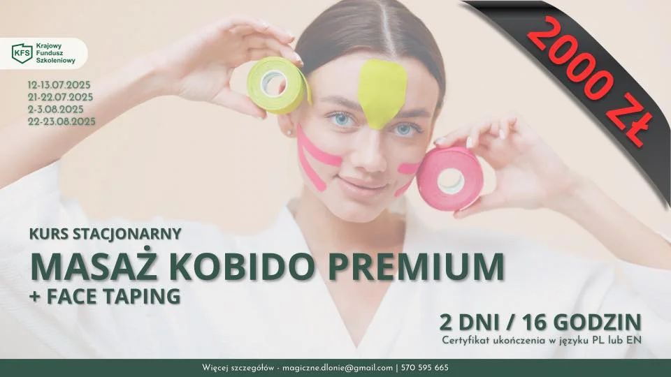 Grafika promocyjna wydarzenia Szkolenie z masażu Kobido i face tapingu w Rzeszowie