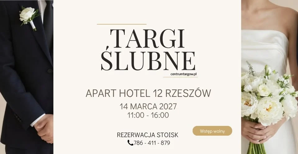 Grafika promocyjna wydarzenia Targi ślubne Rzeszów Apart Hotel 12 w marcu