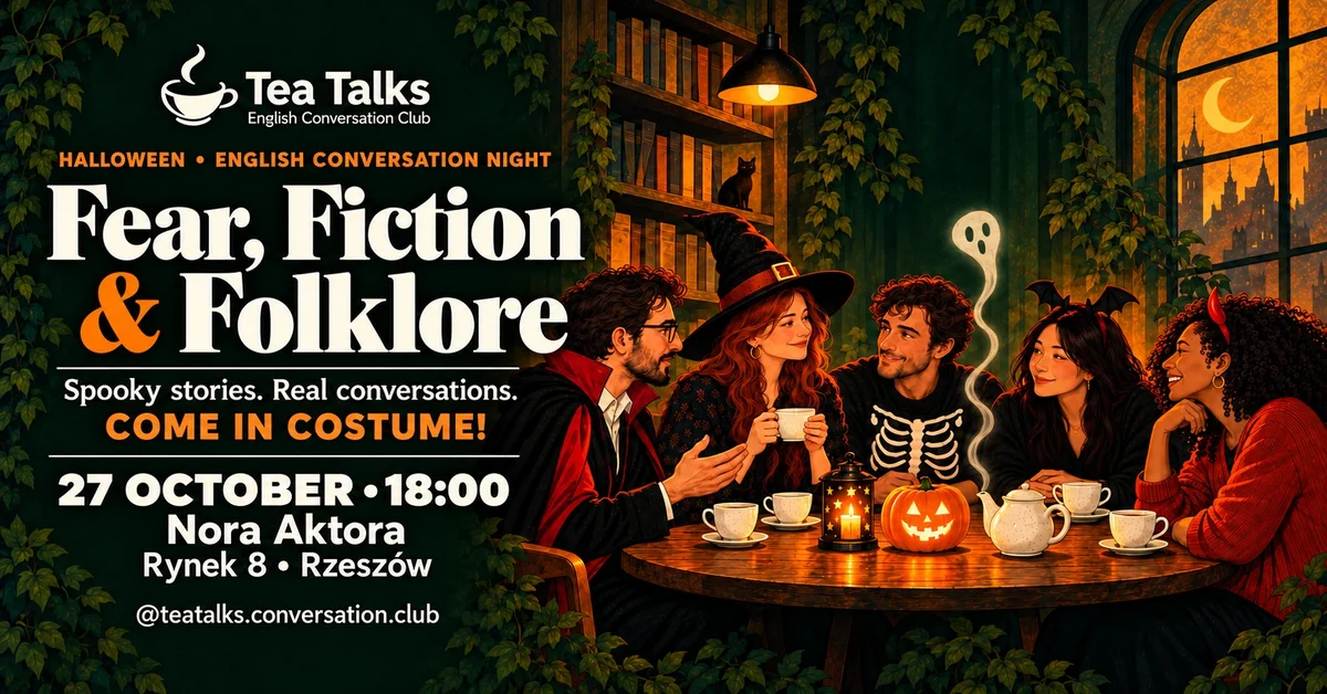 Grafika promocyjna wydarzenia Tea Talks: Halloween w Rzeszowie
