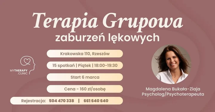 Grafika promocyjna wydarzenia Terapia grupowa zaburzeń lękowych — 15 spotkań w Rzeszowie