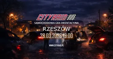 Grafika promocyjna wydarzenia CITYRAID Rzeszów: samochodowa gra orientacyjna (28 marca 2026)