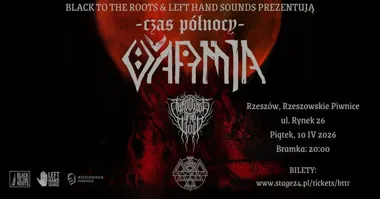 Grafika promocyjna wydarzenia Czas Północy w Rzeszowie: VARMIA, Three Eyes of the Void i BaarRa w Rzeszowskich Piwnicach
