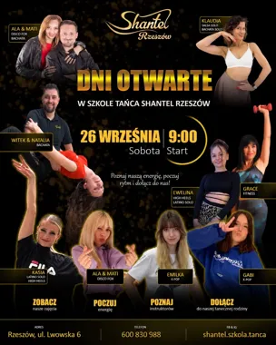 Grafika promocyjna wydarzenia Dni Otwarte Shantel Rzeszów: bezpłatne lekcje
