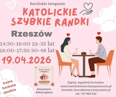 Grafika promocyjna wydarzenia Katolickie Szybkie Randki w Rzeszowie — 19 kwietnia 2026