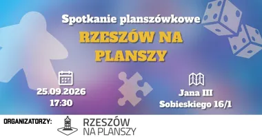 Grafika promocyjna wydarzenia Spotkanie planszówkowe | Rzeszów na planszy – gry i zabawa