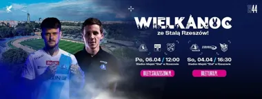 Grafika promocyjna wydarzenia WIELKANOC ZE STALĄ RZESZÓW! Stal Rzeszów – Odra Opole w Betclic 1 Lidze