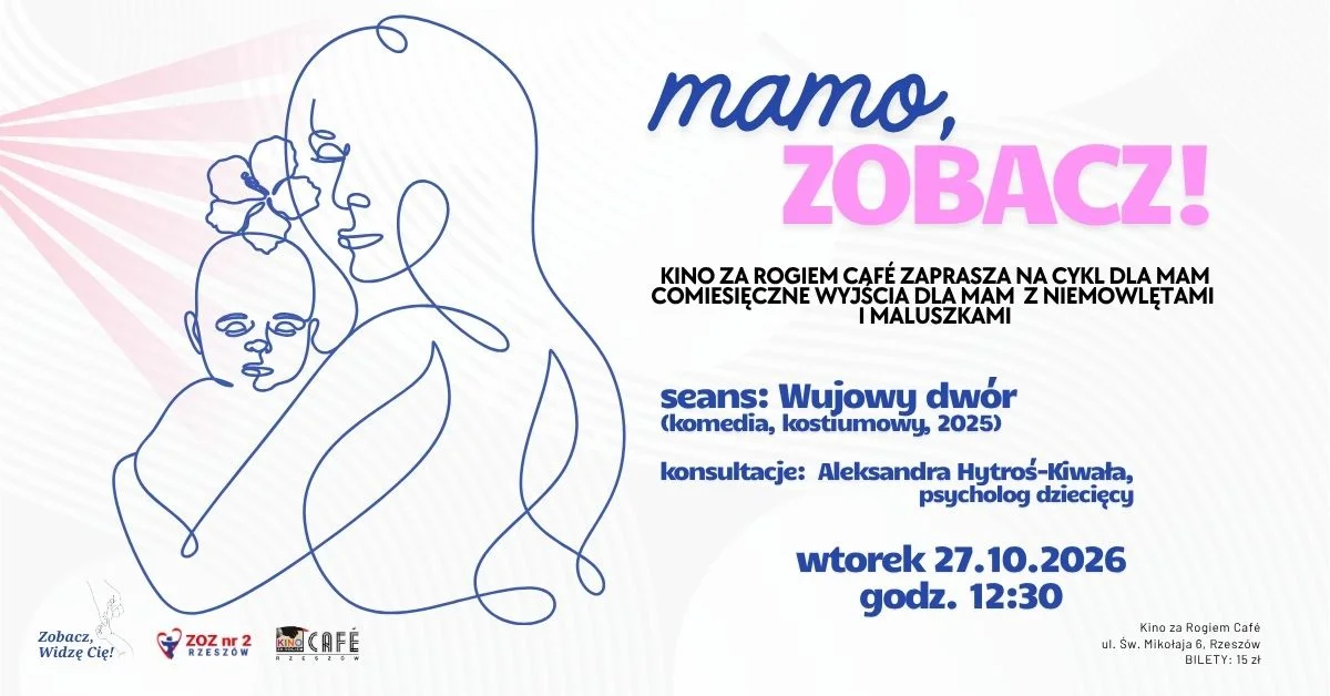 Grafika promocyjna wydarzenia Wujowy Dwór – kino dla mam
