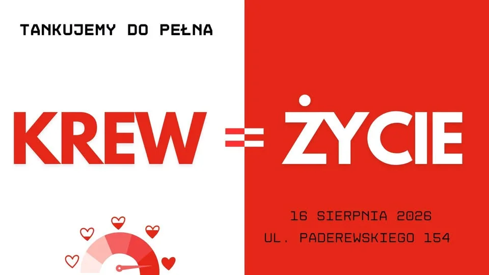 Grafika promocyjna wydarzenia Zbiórka krwi na Słocinie „oddaj KREW – Uratuj Życie” 2026 Rzeszów